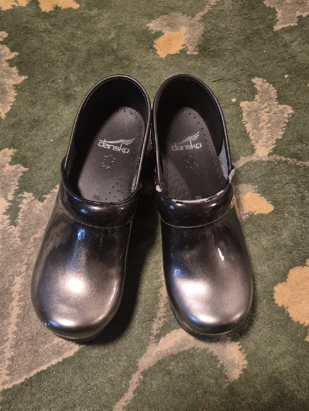 Dansko Kids Shiny Metallic Charcoal Slip-On Clogs
